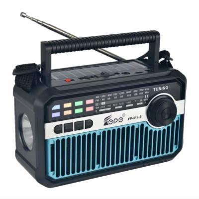 China Newest FP-312-S PORTABLE High Sensitivity Receiver FM AM Switch 3bands Portable Radio with USB TF MP3 Music Player and Solar Powered Panel for sale