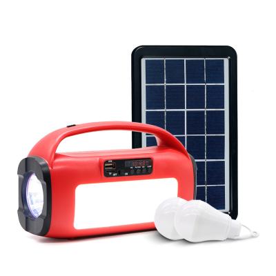 China Portable Campng Solar Power Bank Kit System Radio Solar Speaker Flood Security Lights 3w Fm Radio Home Olar Wireless Speaker for sale