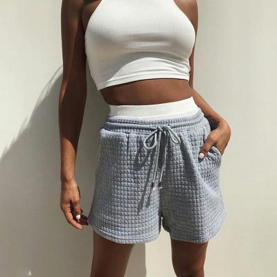 China Gray Slim Lady Stretch Cotton Breathable QUICK DRY QUICK DRY Knitted Short Pants With Drawstring Pockets for sale