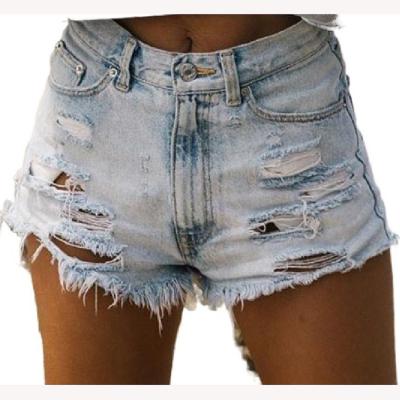 China New Summer In-Stock QUICK DRY QUICK DRY High Waist Ripped Hot Fringe Ladies Denim Shorts With Plus Size for sale