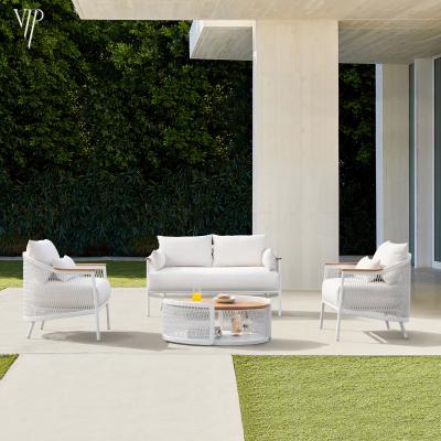 China 4 Piece Sofa Combination Courtyard Living Room Villa Hotel Terrace Aluminum Alloy Frame Luxury Outdoor Sofa Coffee Table for sale