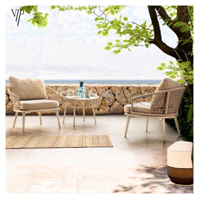 China UV-Resistant Patio Relax Leisure Balcony Set Outdoor Rattan Garden Chair Rope Bistro Couch Set for sale