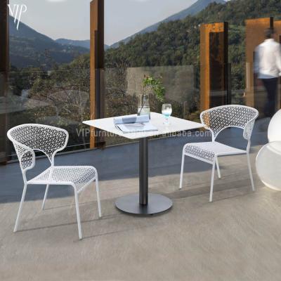 China Durable 3 Piece Metal Out Door Wrought Iron Place Tables And Breathable Chairs Garden Bistro Patio Backyard Cafe Furniture Set for sale