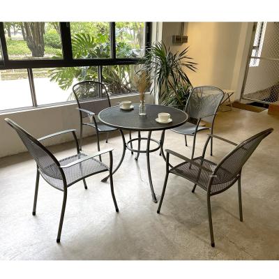 China Eco-Friendly\UV Resistant\Water Proof\Weather Resistant Factory Wholesale 5 Piece Metal Bistro Chairs And Table Furniture Outdoor Modern Garden Patio Set Furniture for sale