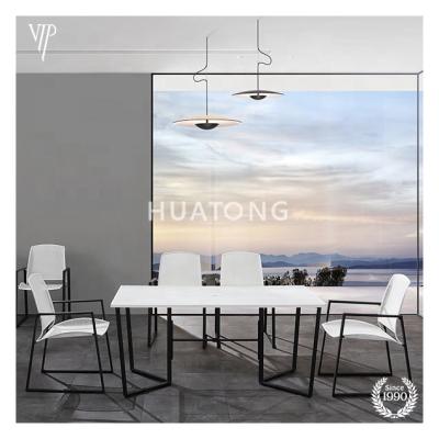 China Garden Restaurant Modern Iron Dining Table and Chairs Sets Outdoor Patio Leisure Furniture Modern Dining Table Sets for sale