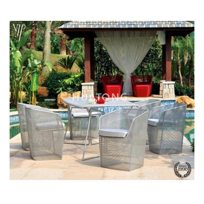 China Eco-Friendly\UV Resistant\Water Proof\Weather Resistant Outdoor Garden Steel Furniture Outside Table And Chair Dining Set Bistro Sets for sale