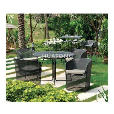 China Eco-Friendly\UV Resistant\Water Proof\Weather Resistant Garden Patio Furniture Outdoor Metal 4 Seater Dining Table And Chairs Set for sale