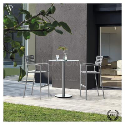 China Modern Bar Table Set 3 Piece Outdoor Patio Aluminum Dining Outdoor Bar Patio Garden Furniture Set for sale