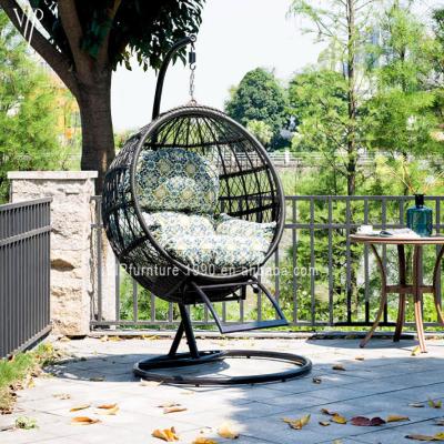 China UV-Resistant Outdoor Aluminum Wicker Garden Patio Rattan Swing Egg Hanging Chair for sale