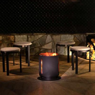 China Outdoor Slate Stored Garden Heater Around Steel Frame Charcoal Wood Fire Pit Table and Chair Set for sale