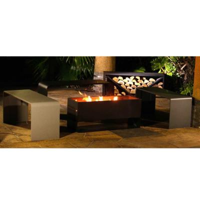 China Outdoor Slate Stored Garden Heater Around Steel Frame Charcoal Wood Fire Pit Table and Chair Set for sale