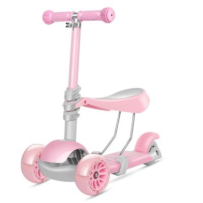 China Adjustable Handlebar Height New 3 In 1 Multifunctional Kids Scooter Lean To Steer Seated Mini Kick Scooter With Turn Signal 3 Wheel Kids Scooter for sale