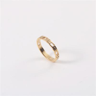 China TRENDY Fashion 18K Gold Plated Figaro Link Stainless Steel Rings For Women for sale