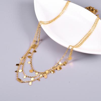 China FASHIONABLE Round Square Fashion Clavicle Necklace Minimalist 18k Oval Gold Plated Stainless Steel Choker Necklace for sale