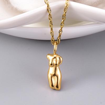 China FASHIONABLE Personalized 18K Gold Plated Short Body Portrait Abstract Vintage Stainless Steel Necklace Pendant Necklace for sale