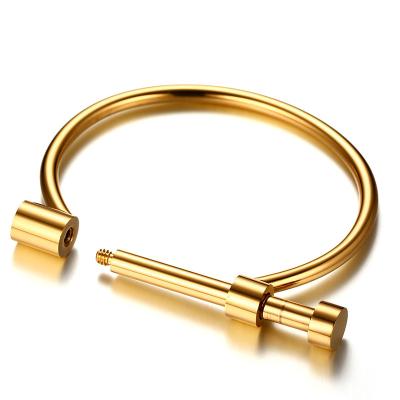 China FASHIONABLE High Polished Stainless Steel Love Bracelet Gold Bangle Bar Screw Bangle for sale