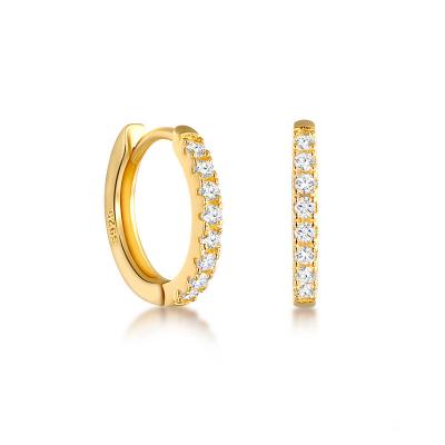 China TRENDY Fashion High Polished Zircon 18k Gold Plated Channel Earrings 925 Sterling Silver Diamond Hoop Earrings For Women for sale