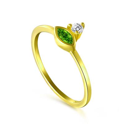 China Fashionable Luxury Fine Zircon Ring For Women of 925 Sterling Silver Horse Eye Emerald Ring Gold Plate Simple Exquisite for sale