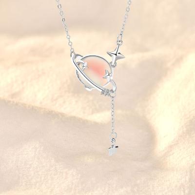 China FASHIONABLE French Luxury Adjustable Moonstone Necklace Jewelry Set Romantic 925 Sterling Silver Star Pendant Bracelet For Women for sale