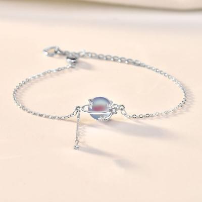 China New Trendy Fashion European Luxury Adjustable Moonstone Necklace Jewelry Set 925 Sterling Silver Women Star Pendant Bracelet for sale