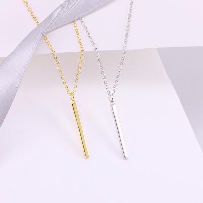 China TRENDY European Geometric Rectangle Necklace 925 Sterling Silver Chain Clavicle Necklace Pendant Jewelry for sale