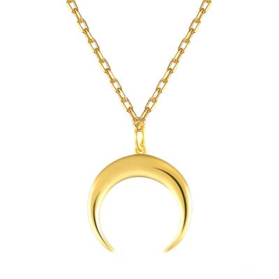 China FASHIONABLE Horn Crescent Roman Pendant Necklace Vintage CIA Fashion 925 Sterling Silver Women Moon Necklace For for sale