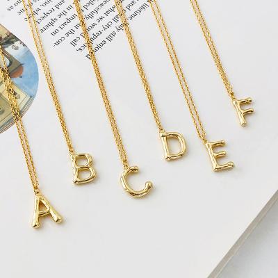 China TRENDY Letter Initial Necklace Gold Plated Stacked Sterling Silver Pendant Necklace Fashion 925 Jewelry for sale