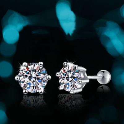 China FASHIONABLE Factory Wholesale 925 Carat Moissanite Stud Earring Wedding 1 Carat Moissanite Earrings for sale