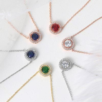 China FASHIONABLE Classic Crystal Jewelry Necklace Colorful Round Pendant Necklace For Women for sale