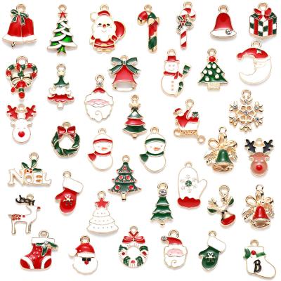 China 38ps A Set Cute Christmas Oil Drip Bracelets Earring Charms Accessories Diy Kids Girls Jewelry Accessories for sale