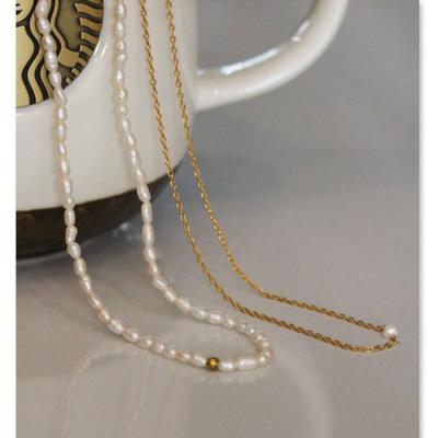 China Vintage FASHIONABLE French Tasty Gold Plated Real Natural Pearl Beads Beaded Necklace Women for sale