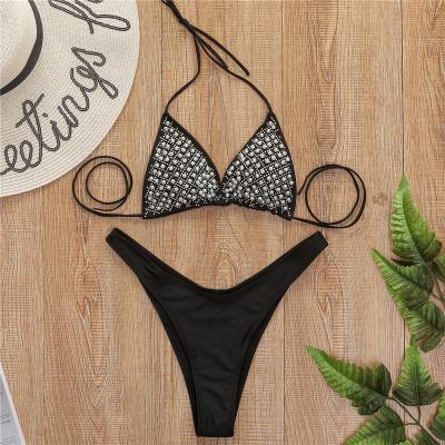 China Fashion Brazilian Bikini Diamond Pearl Bikinis Bandage Pearl Breathable Swimwear Beach Wear Bikini for sale