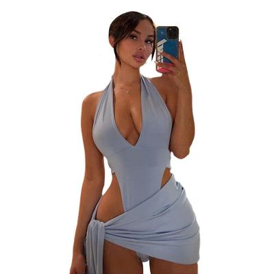 China Women Washable Sexy Bodycon 2 Piece Dress Set Elastic Fabric Camisole Clubwear Sleeveless Party Dress Dress for sale