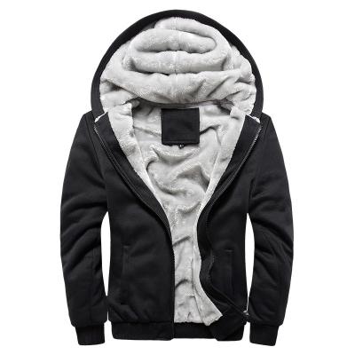 China Anti-wrinkle Winter Mens Hoodies Shear Coat Solid Jackets Warm Faux Fur With Zipper Hoodies For Men for sale