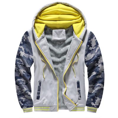 China Anti-Wrinkle/Winter Mens Fleece Spring Jackets Camouflage Printed Keep Warm Faux Fur With Hoodies Coat For Men for sale