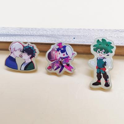 China Custom Anime Acrylic Character Europe Plastic Material Brooch Pin Badge Reel Light with Fix Functions for sale