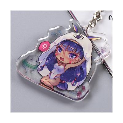 China New Anime Acrylic Material Key Chain Circle Charm Keychain Sound Double Sided Printed Phone Pendant Accessories for sale