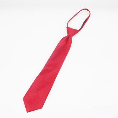 China custom wholesale 100% polyester woven solid red zipper tie for sale