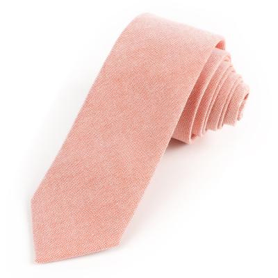 China Wholesale 100% Cotton Dacheng Solid Color Necktie Corbatas Salmon Pink Mens Wedding Tie for sale