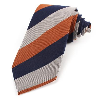 China Wholesale 71%silk Dacheng Business Jacquard Wool Blend Striped Tie Men's Silk Tie for sale