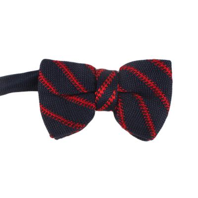 China 100 Chinese Silk Supplier Red Stripe Dacheng OEM Knitted Self Bow Ties For Men's Silk for sale