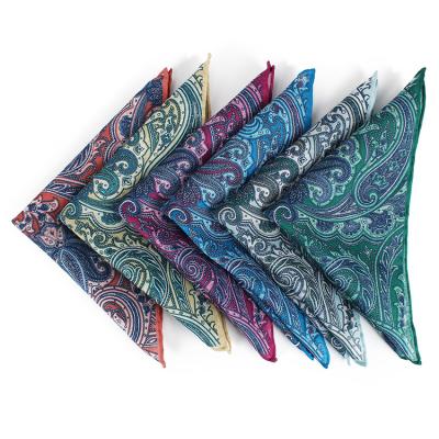 China Wholesale Dacheng Jacquard Paisley Printed Mens Pocket Square Canvas Design Your Own Handkerchief for sale