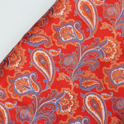 China 100% pure silk woven 100% silk red floral and paisley fabrics for tie for sale