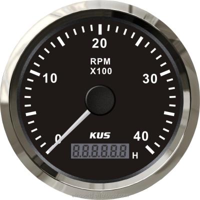 China KUS 85mm Diesel Tachometer RPM Gauge Rev Meter Counter With Hour 4000RPM 12V/24V With Backlight 85mm for sale