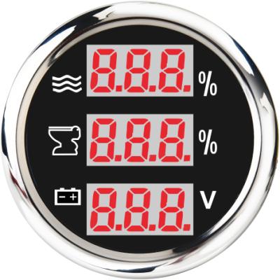 China New Design 52mm Multifunctional Digital Meter 3 In1 Fresh Water Level Gauge Sewage Level Gauge Voltmeter 52mm for sale