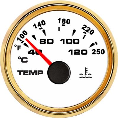 China ELING Water Temperature Gauge Meter 40-120 Degree 301-33ohm With Gold Stainless Cover 9-32V 52mm for sale