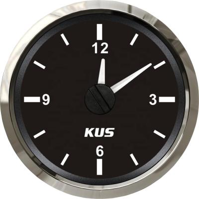 China Universal Black KUS 52mm Universal Car Boat Clock Meter Gauge 12 Hour Format for sale