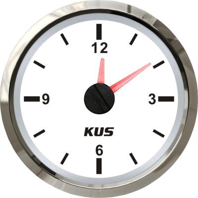 China White KUS 52mm Car Boat Truck Clock Meter Gauge 12 Hour Format 52mm for sale