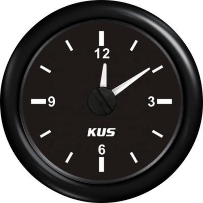 China KUS 52mm Car Boat Truck Motorcycle Adjustable Clock Meter Gauge 12 Hour Format 12/24V 52mm for sale