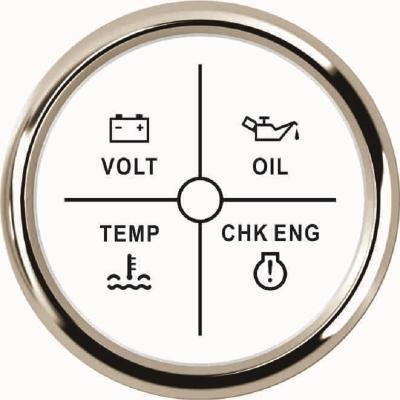 China 52mm ENGLISH CHK Alarm 4LED Meter Oil Pressure Water Temperature Volt Alarm For Motorcycle Bus Truck 52mm for sale